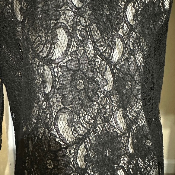 LOFT Black Lace Floral Sheer Long Sleeve Pullover Top S Fairy Grunge Whimsigoth - Picture 6 of 7